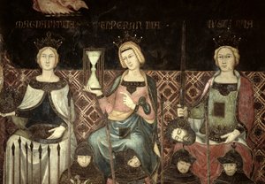Allegorie van Goed Bestuur, detail van Gerechtigheid, Hoop en Grootmoedigheid, 1338-40