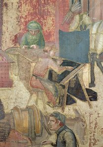 Effecten van Goed Bestuur in de Stad, detail van wevers, 1338-40 door Ambrogio Lorenzetti