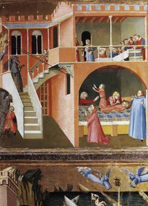 De opstanding van het dode kind. Scènes uit het leven van Sint Nicolaas door Ambrogio Lorenzetti