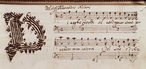 Pagina van verzameling partituren door Alessandro Stradella