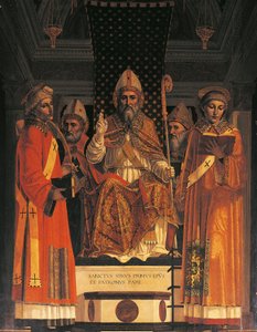 Italië, Lombardije, Pavia Charterhouse (Certosa), vijfde kapel aan de rechterkant, altaarstuk met Sint Syrus op de troon door Ambrogio da Fossano bekend als ("il Bergognone") door Ambrogio da Fossano (c.1460 1523)