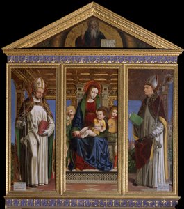 Maagd en Kind met de Heiligen Sint Hugo van Avalon (of Hugo van Lincoln) (1140-1200) en Sint Hugo van Grenoble (of Hugo van Chateauneuf) (1053-1132)