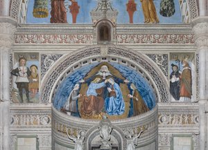 Kroning van de Maagd Maria met God en de Heilige Geest tussen Francesco en Ludovico Sforza