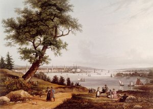 Uitzicht op de stad New York in 1840