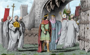 Chilperik I (539-584) in een religieuze processie door Ambroise Tardieu