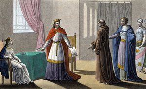 Lodewijk VII begon de 2e Kruistocht op advies van Sint Bernardus van Clairvaux (San Bernardo di Chiaravalle) en ondanks de tegenstand van abt Suger, aan wie hij het bestuur van het koninkrijk overliet tijdens zijn afwezigheid en dat van koningin Alienor va door Ambroise Tardieu
