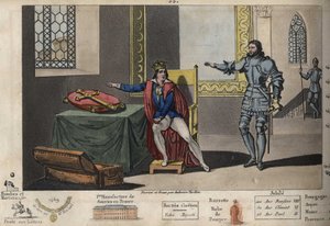 Lodewijk XI (1423-1483) wordt gevangen gehouden in Peronne, en vanuit zijn appartement kan hij de toren zien waar Karel III stierf na 6 jaar gevangenschap. Hij herwon zijn vrijheid pas na te zweren op het Kruis van Karel de Grote dat hij trouw zou blijven  door Ambroise Tardieu