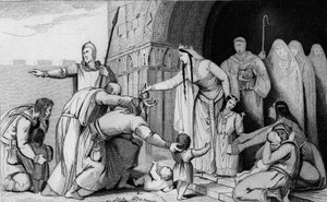 Koningin Bathild (626 of 627 tot 680) geeft geld aan de armen - Batilde (of Bathilde, vrouw van Clovis II) schaft een belasting af die de Galliërs per hoofd betaalden, omdat sommige ouders te arm waren om te betalen en hun pasgeborenen lieten sterven - Abd door Ambroise Tardieu