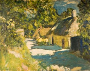 Huisjes in Aldbourne, 1915 door Ambrose McEvoy