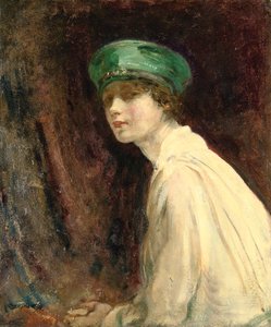 De groene hoed, een portret van mevrouw Claude Johnson, 1918
