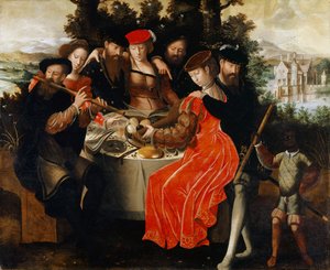 Muziek maken buiten, ca. 1540-50 door Ambrosius Benson