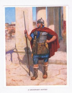 Een legioensoldaat op wacht, illustratie uit De Romeinse Soldaat, 1928