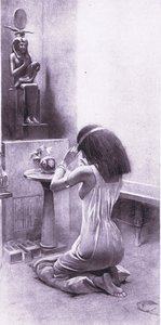 Een Egyptische vrouw bij haar devoties, 1925 door Amedee Forestier