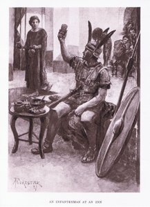 Een infanterist in een herberg, illustratie uit De Romeinse Soldaat, 1928