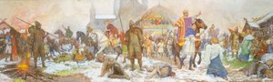Episode bij de kroning van Willem I, Londen, Kerstdag, 1066, begin 20e eeuw door Amedee Forestier
