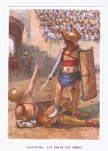 Gladiatoren, het einde van het gevecht, illustratie uit De Romeinse Soldaat, 1928