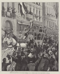 Bezoek van prins Bismarck aan de Duitse keizer, 26 januari, binnenkomst in Berlijn met prins Hendrik van Pruisen