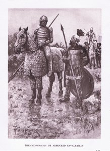 De Cataphractus of gepantserde ruiter, illustratie uit De Romeinse Soldaat, 1928 door Amedee Forestier