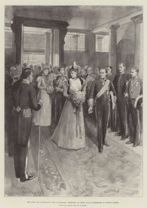 De hertog en hertogin van York in Ierland, ontvangst van hun koninklijke hoogheden op Dublin Castle