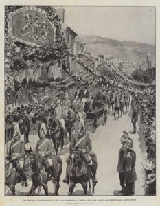 De Prins in zijn Prinsdom, de Koninklijke Processie in Great Duke Gate Street en North Parade, Aberystwith
