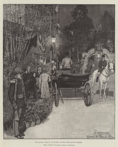 De Aankomst van de Koningin in Hyeres, het Verlaten van het Treinstation door Amedee Forestier