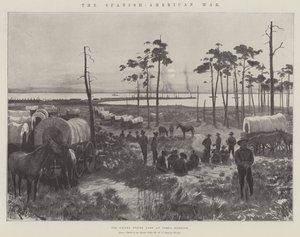 De Spaans-Amerikaanse Oorlog, het kamp van de Verenigde Staten bij Tampa Harbour