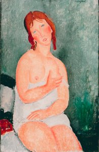 Jonge vrouw in hemd door Amedeo Modigliani