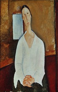 Madame Zborowska met gevouwen handen, c.1917 door Amedeo Modigliani