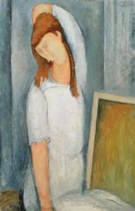 Portret van Jeanne Hebuterne met haar linkerarm achter haar hoofd