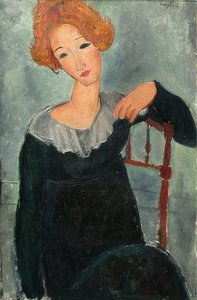 Roodharige vrouw. 1917 door Amedeo Modigliani