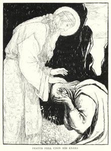 Festus viel op zijn knieën (gravure)