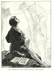 De vinger van de geest raakte zijn borst (gravure) door Amelia M. (attr.to) Bowerley or Bauerle