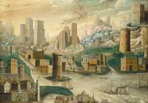 Een fantasie stad door American 19th Century