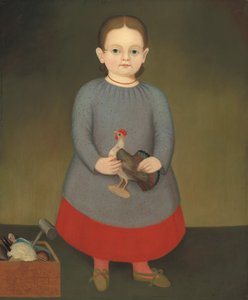 Meisje met speelgoedhaan door American 19th Century
