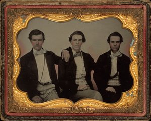 Portret van drie jonge mannen door American 19th Century