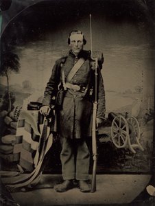 Portret van een soldaat uit de burgeroorlog door American 19th Century