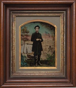 Portret van een Soldaat uit de Burgeroorlog door American 19th Century