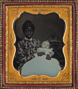 Portret van een vrouw en baby door American 19th Century