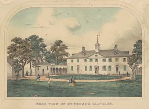 Westelijke aanblik van het Mount Vernon herenhuis door American 19th Century