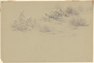 Bloeiende struik en woestijnplanten door American 19th Century after John Frederick Kensett