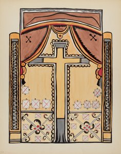 Plaat 13: Ontwerp met Kruis: Uit Portfolio "Spaanse Koloniale Ontwerpen van New Mexico" door American 20th Century