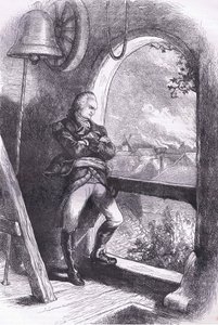 Arnold bekijkt de vernietiging van New England, illustratie uit Cassells Geschiedenis van de Verenigde Staten uitgegeven door Cassell, Petter & Galpin, c.1900