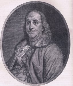 Benjamin Franklin, illustratie uit Cassells Geschiedenis van de Verenigde Staten uitgegeven door Cassell, Petter & Galpin, ca. 1900 (litho) door American English school