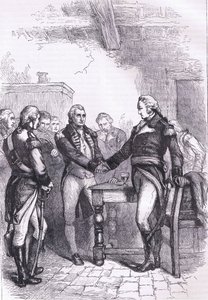 Washington neemt afscheid van zijn oude kameraden, illustratie uit Cassells Geschiedenis van de Verenigde Staten door American English school