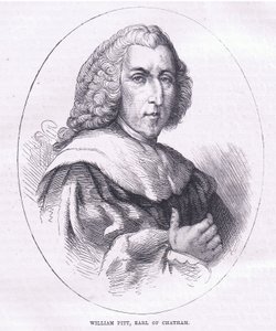 William Pitt, Graaf van Chatham, illustratie uit Cassells Geschiedenis van de Verenigde Staten uitgegeven door Cassell, Petter & Galpin, ca. 1900 (litho) door American English school