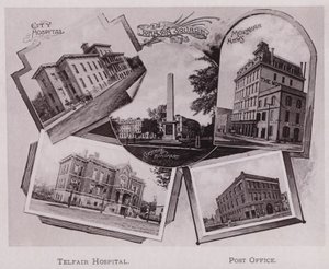 City Hospital; Johnson Square; Greene Monument; Morning News, Telfair Hospital, Postkantoor door American Photographer (after)