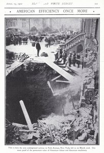 Instorting van een deel van de metrotunnel op Park Avenue, New York City, VS, 22 maart 1902 door American Photographer (after)