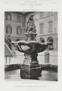 Fontein op Piazza Del Municipio, Prato, Italië door American Photographer (after)