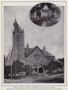 Jamestown, NY: Eerste Baptistenkerk, Exterieur en Interieur door American Photographer (after)