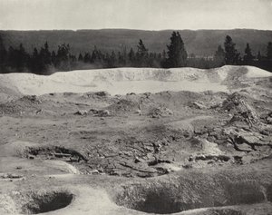 Mammoth Paint Pots, Yellowstone Valley, Wyoming (zwart-wit foto)